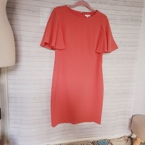 SHOSHANNA CORAL PINK FLUTTER SLEEVE DRESS, SZ 8
